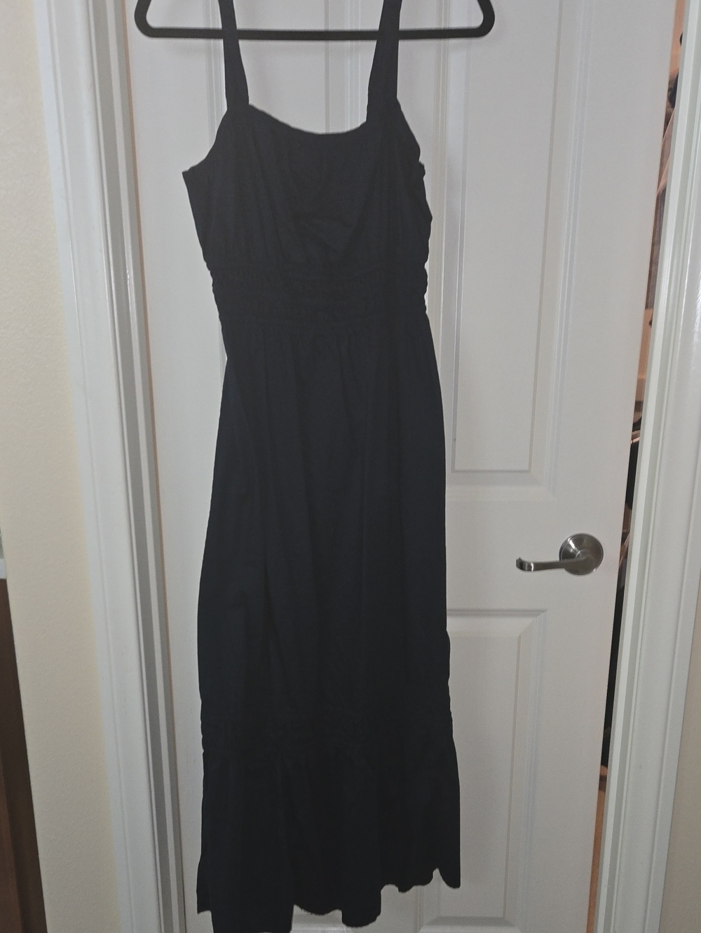 LOFT Navy Blue  Sleeveless Smocked-Waist Maxi Dress
